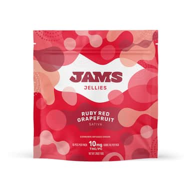 Photograph of product: JAMS | CLASSIC GUMMIES | RUBY RED GRAPEFRUIT | 10PK 100MG