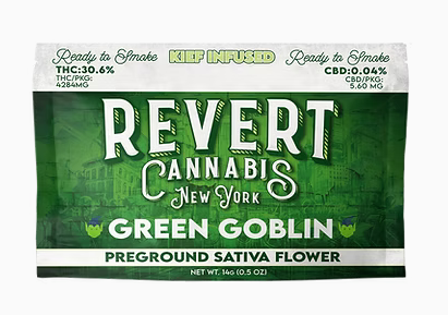 Photograph of Product: Green Goblin Kief Infused Ground Flower | Sativa | Revert - 14g