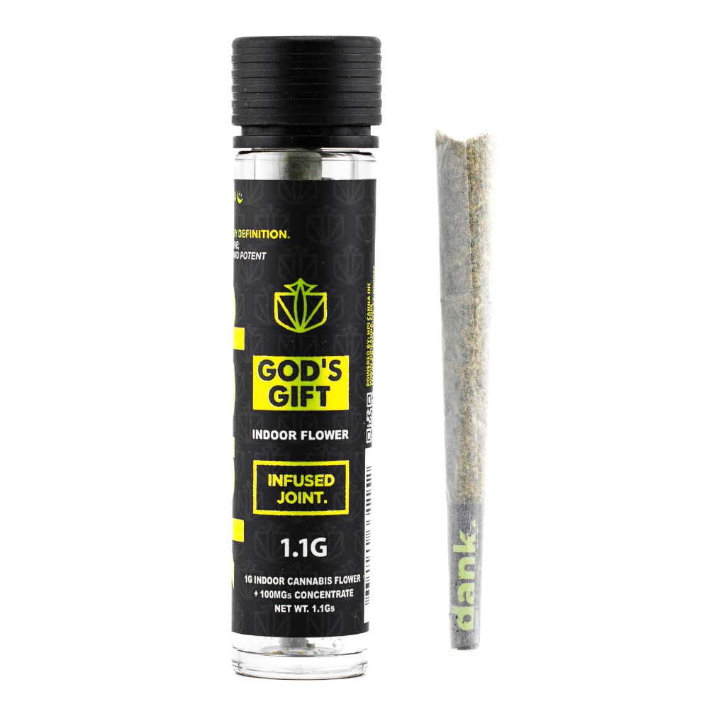 Photograph of product: Dank | God's Gift | Infused Pre-Roll Single | 1.1g