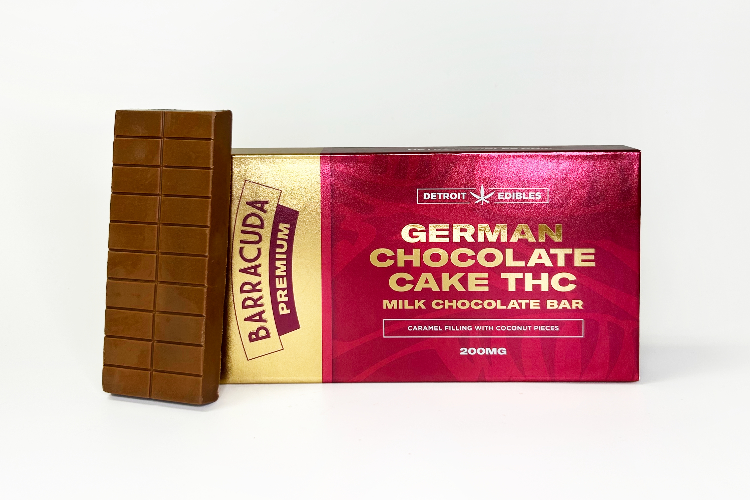 Photograph of product: Barracuda Premium - Milk Chocolate Bar - 200mg - German Chocolate Cake