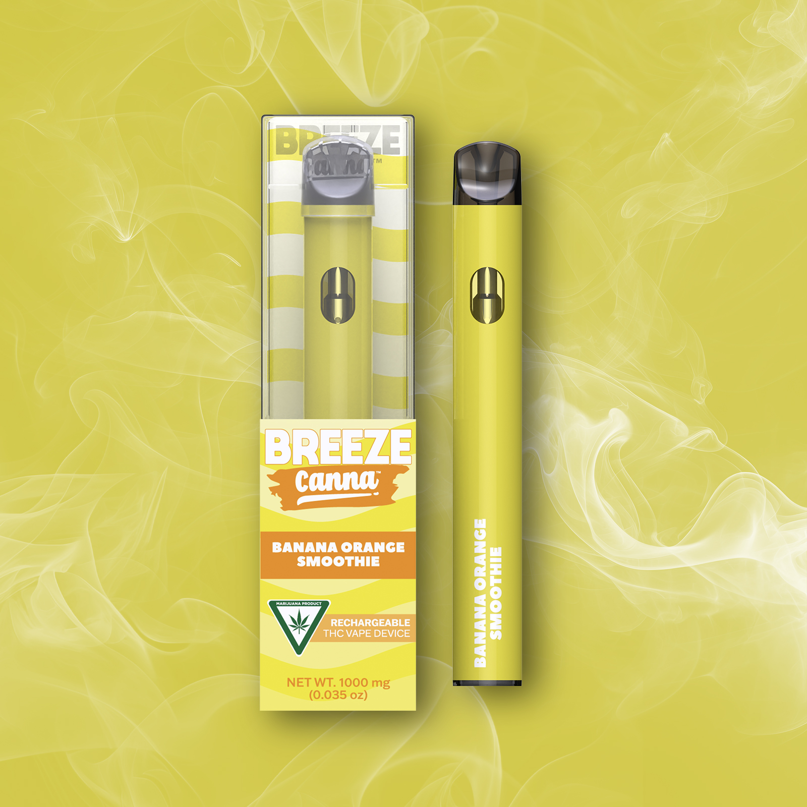 Photograph of product: Banana Orange Smoothie - Classic 1g PLUS Vape Device  BREEZE Canna