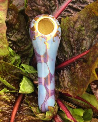 Photograph of product: Ancient Creations Baby Blue w/ Mother of Pearl Spoon Hand Pipe