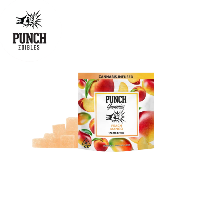 Photograph of product: PEACH MANGO 100MG 10 PACK GUMMIES