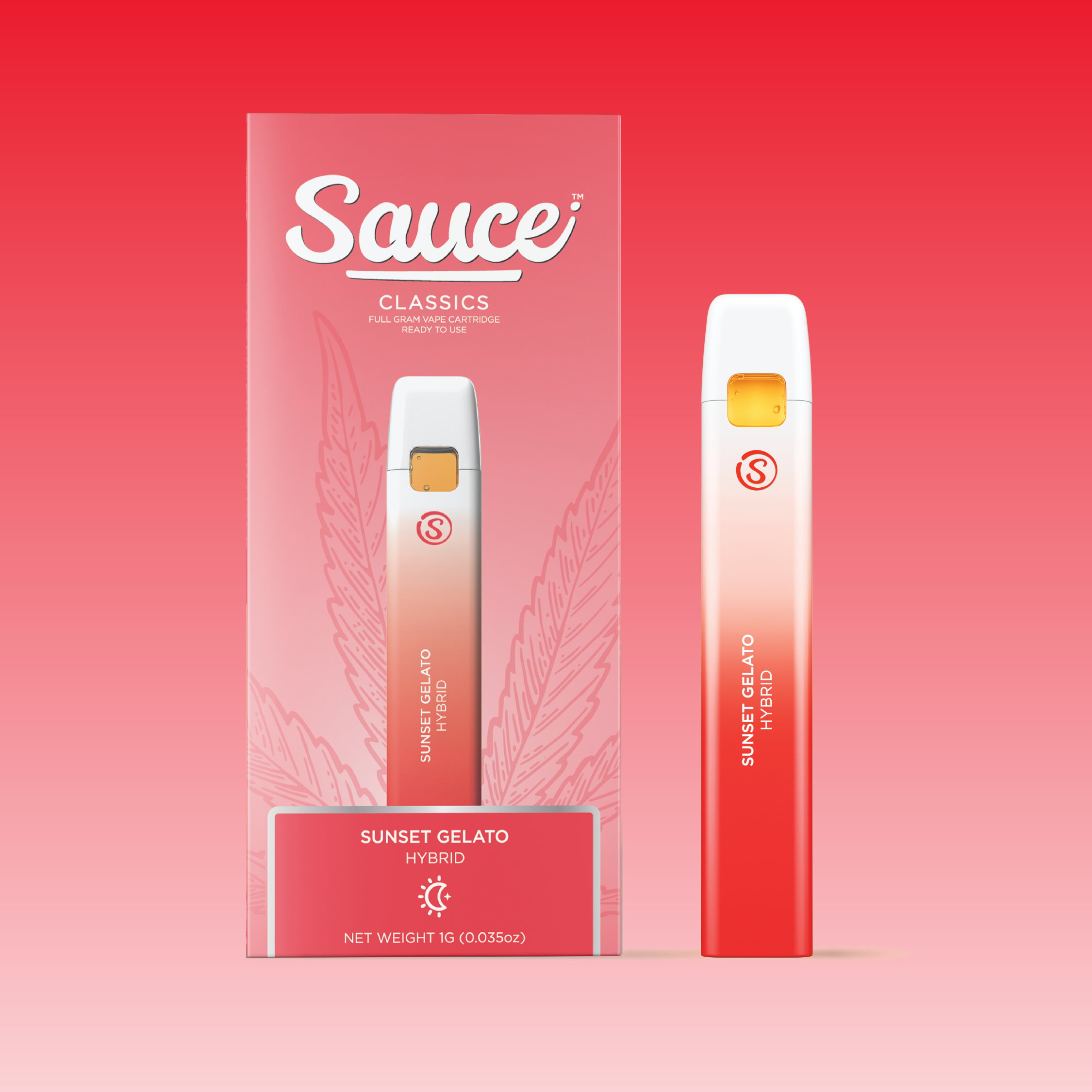 Photograph of product: SAUCE BARS - DISPOSABLE DISTILLATE - 1G - HYBRID - SUNSET GELATO
