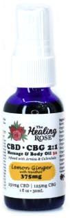 Photograph of product: Healing Rose | Herbal Massage & Body Oil 3X | Lemon Ginger | Travel Size | 375mg CBD
