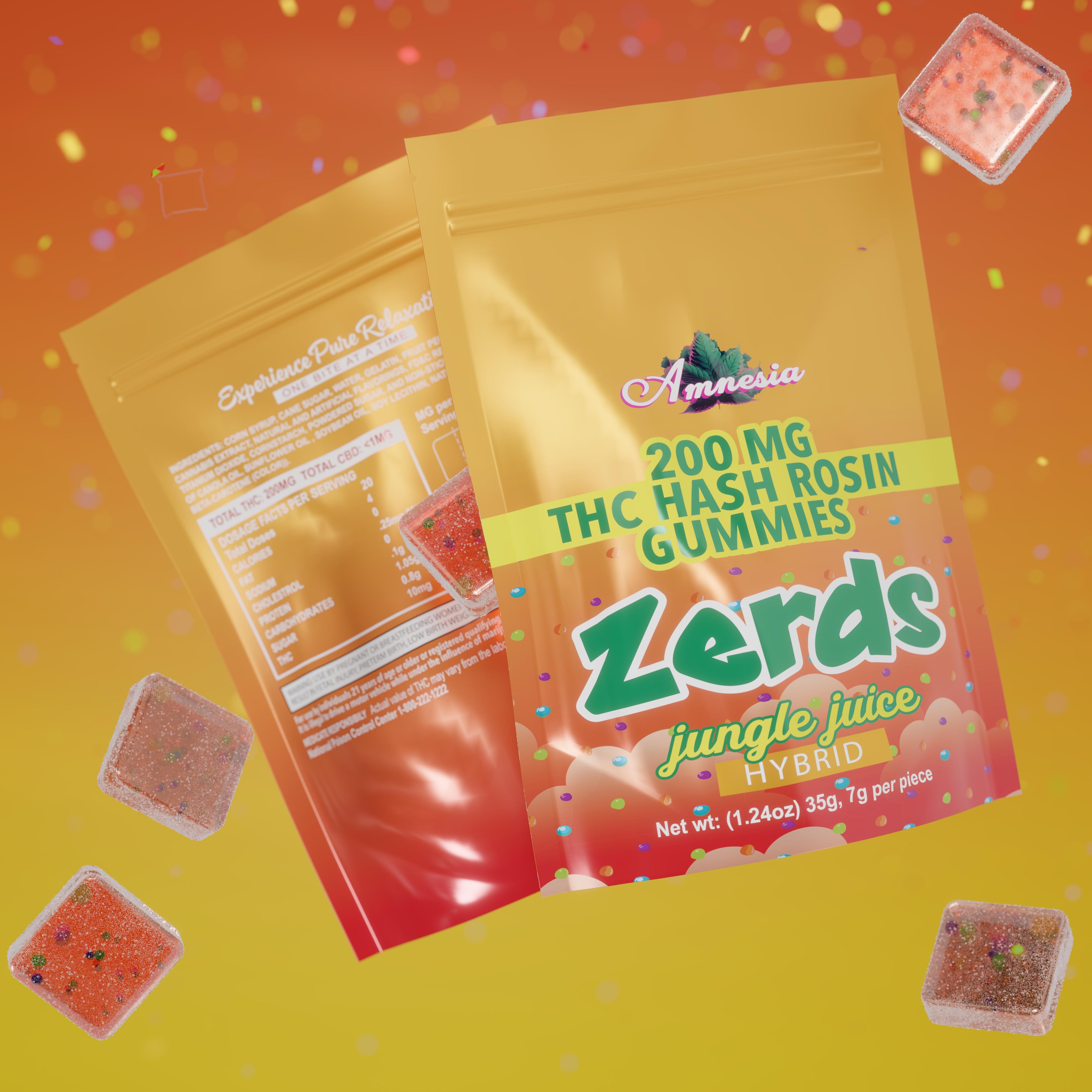 Photograph of product: Zerds - Jungle Juice au chocolat Rosin Gummies 5pk 200mg