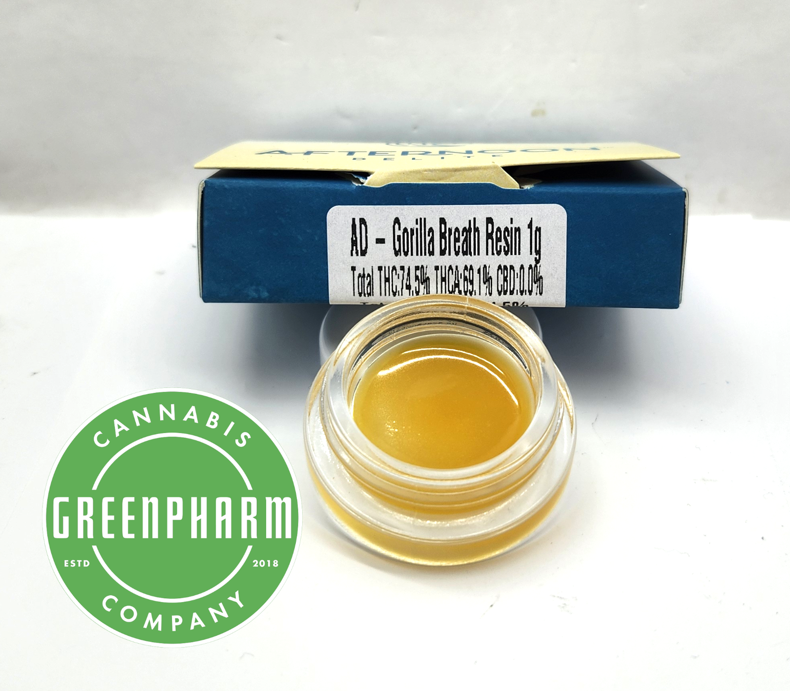 Photograph of product: Concentrate | Afternoon Delite | Gorilla Breath Live Resin