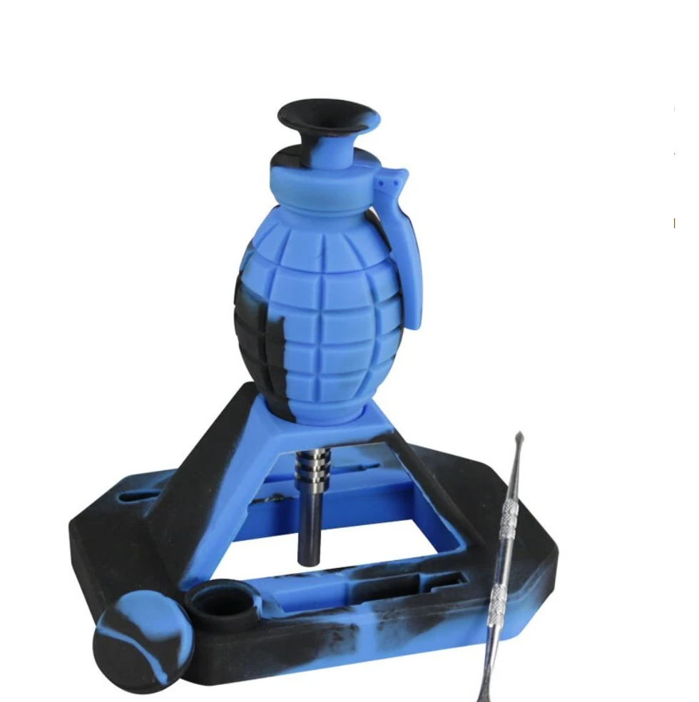Photograph of product: Grenade Silicone Dab Straw and Stand w/ Titanium Tip | 6.25" Assorted Colors