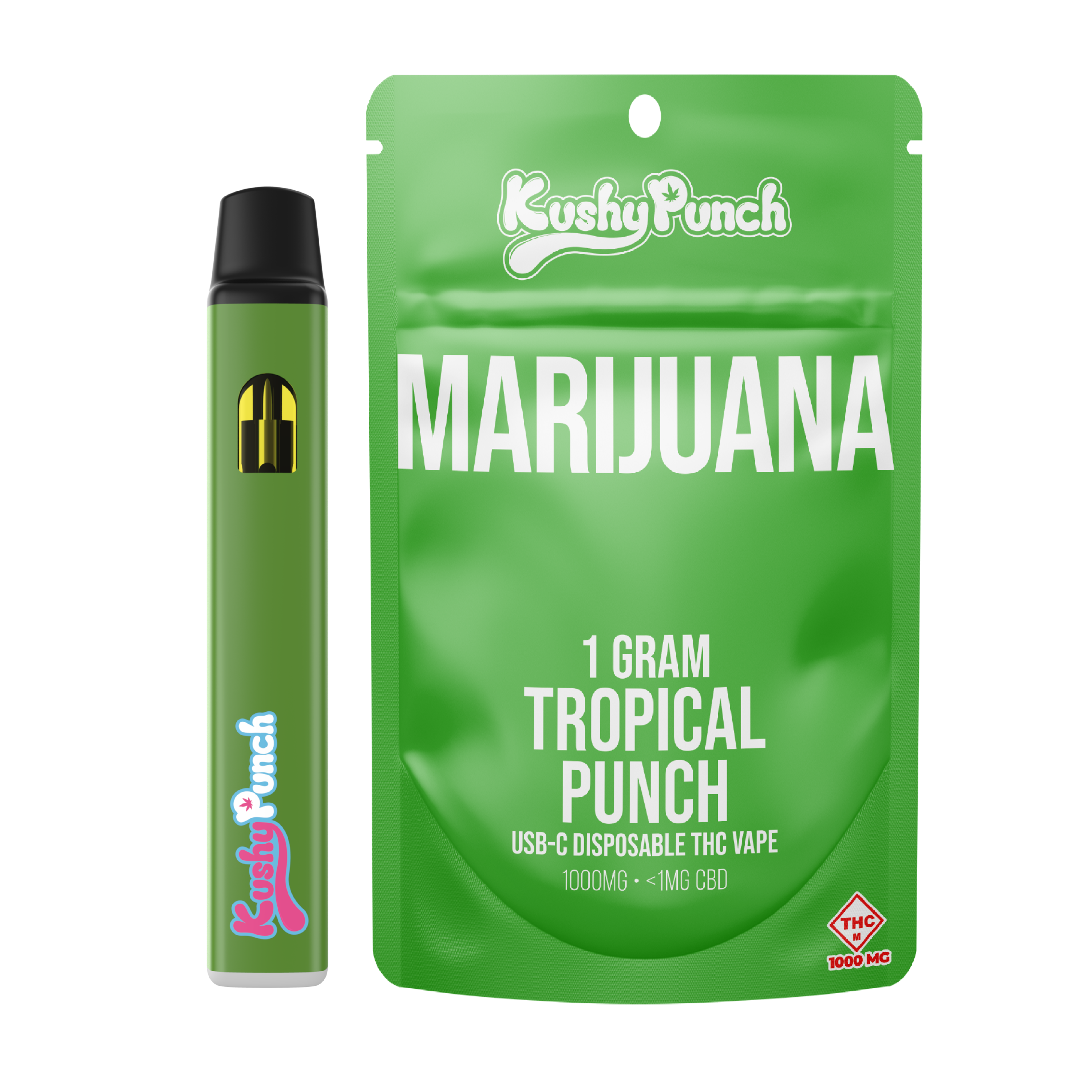 Photograph of product: KUSHY PUNCH - DISPOSABLE DISTILLATE - 1G - TROPICAL PUNCH - Oui'd