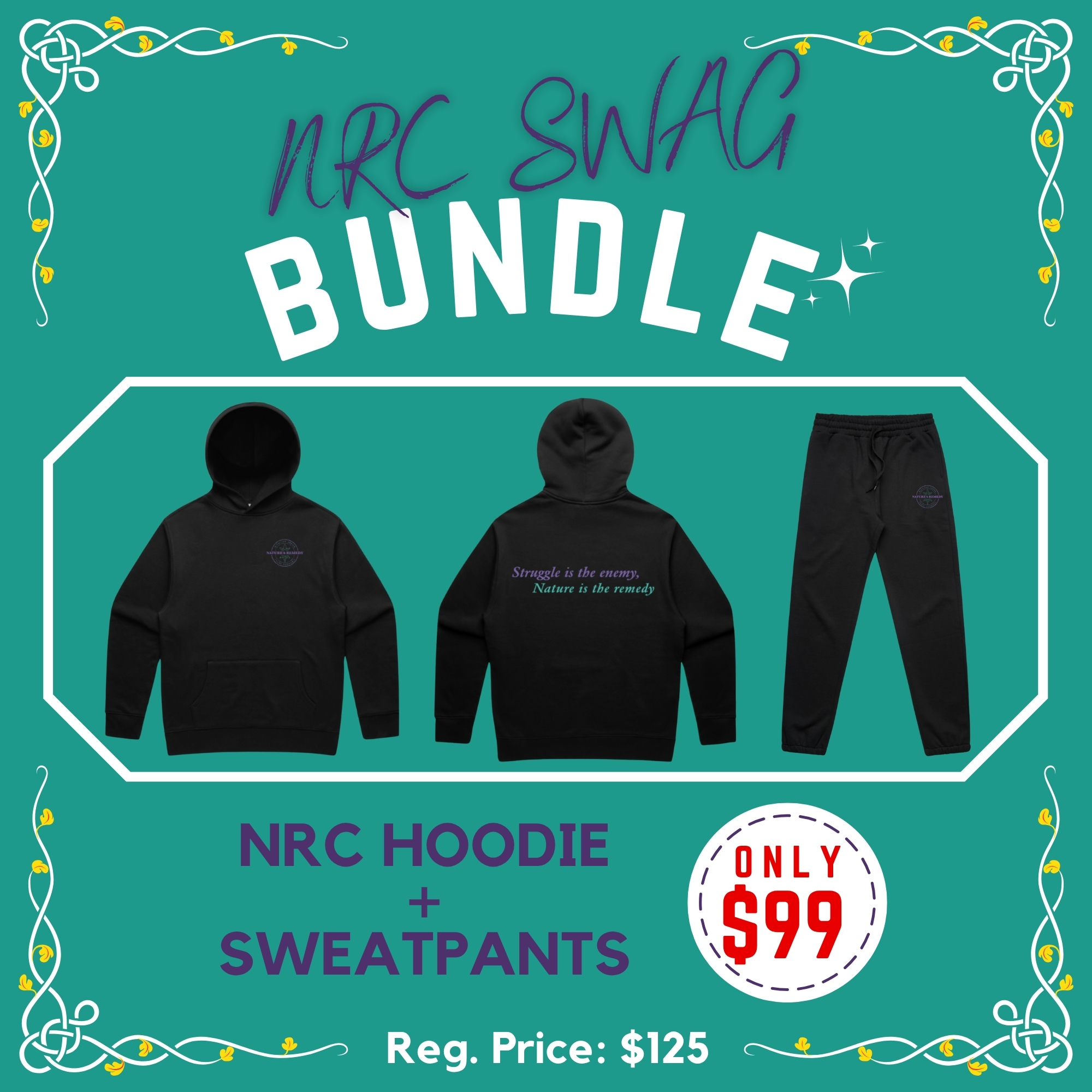 Photograph of product: $99 NRC Hoodie + Sweatpants Bundle