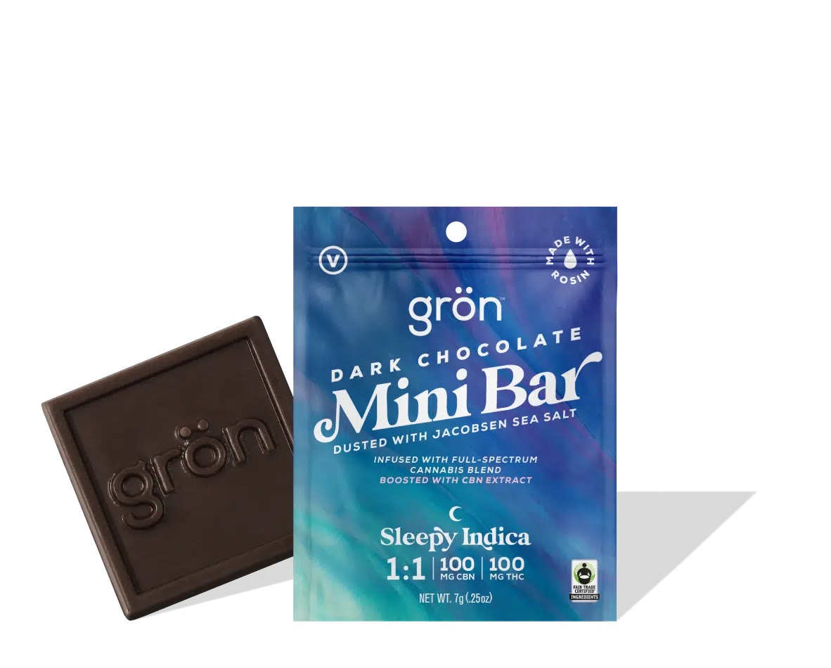 Photograph of product: Grn | Dark Chocolate Mini Bar | Sleepy Oui'd | 100mg | TH-oui:CBN