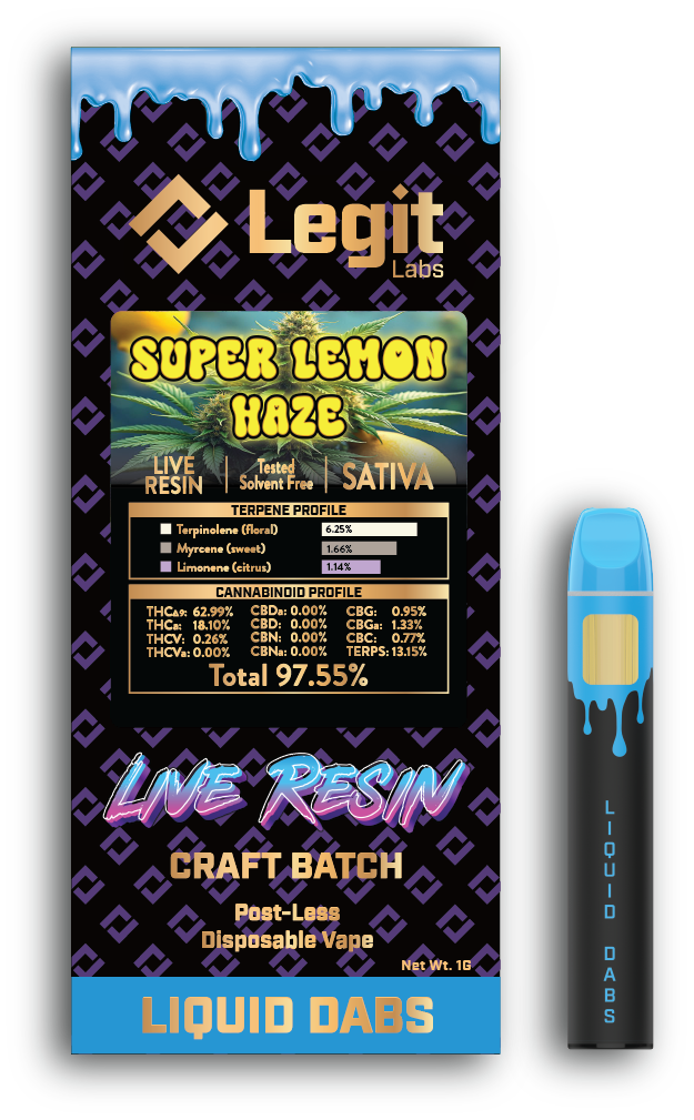 Photograph of product: Super Lemon Haze 1g Live Resin Disposable