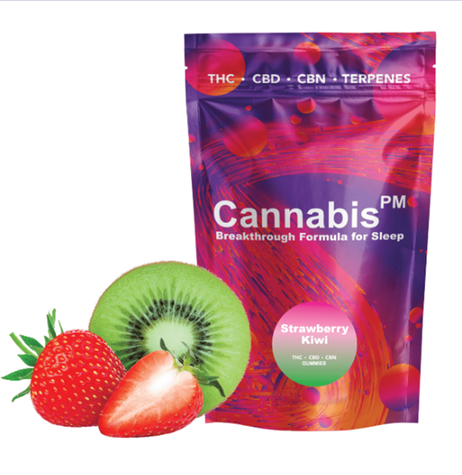 Photograph of product: Oui'dPM | Sleep Gummies | Strawberry Kiwi | TH-oui:CBD:CBN | 10mg | REC