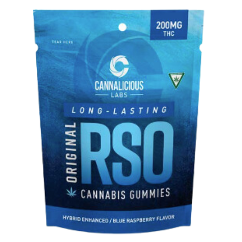 Photograph of Product: Cannalicious RSO Blue Raspberry Hybrid Gummies 200mg THC