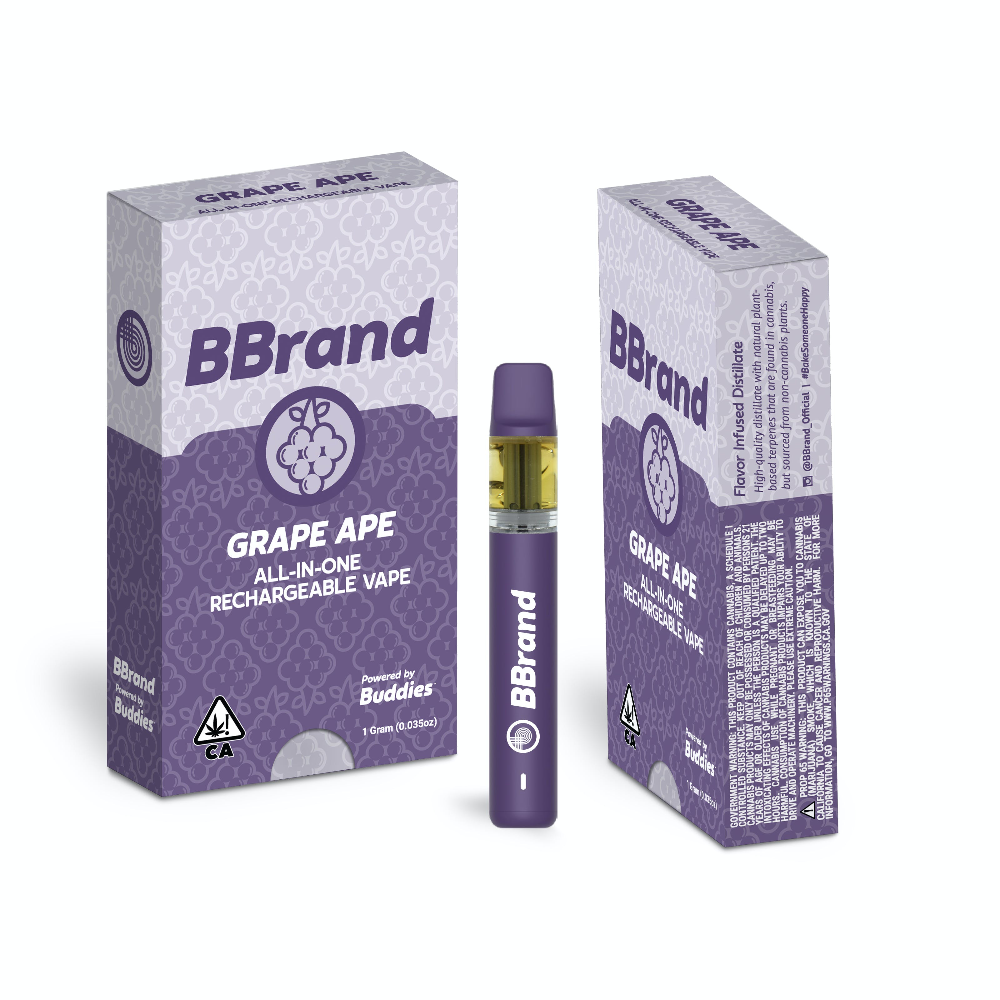 Photograph of Product: BBrand | Distillate AIO | Grape Ape | 1g