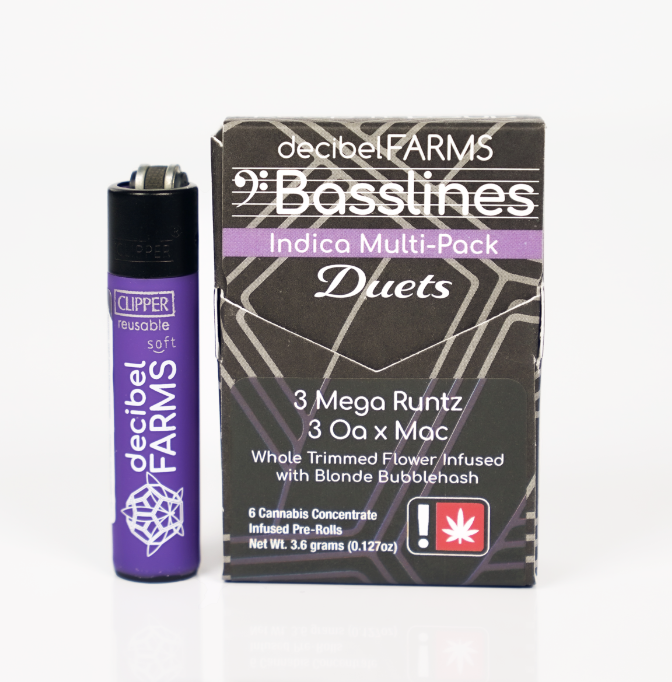 Photograph of product: Decibel Basslines - Mega Rntz #1 & Mint Slurpee (I) - Bubbleau chocolat Infused Duet Pack 6x .5g