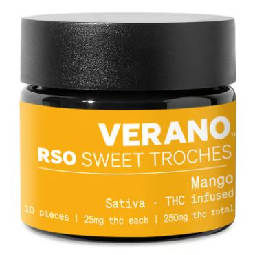 Photograph of product: 10pk/25mg RSO Troches (Sweet - Mango)