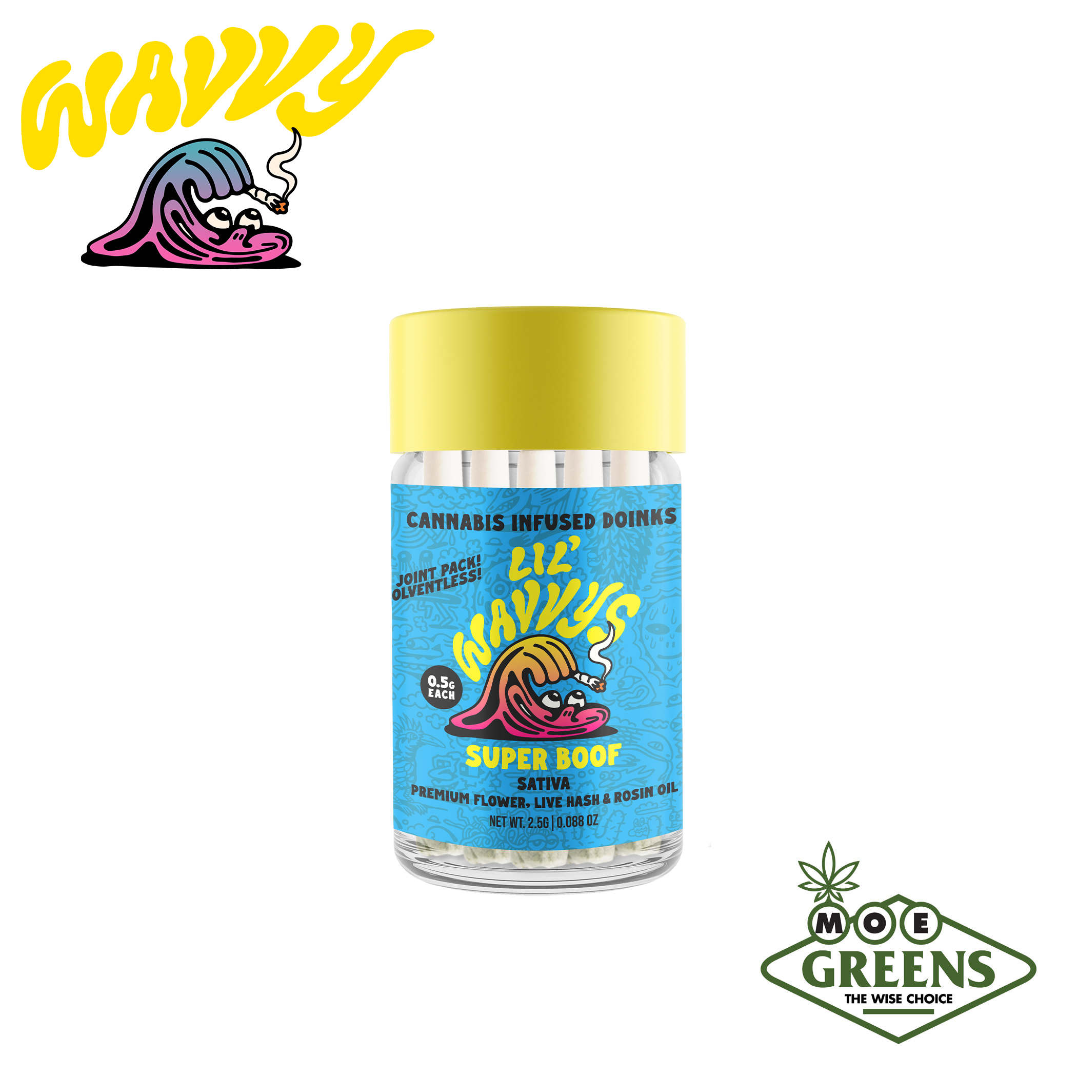 Photograph of product: SUPER BOOF DOINKS 5PK [INFUSED W/ LIVE HSH & ROSIN OIL]