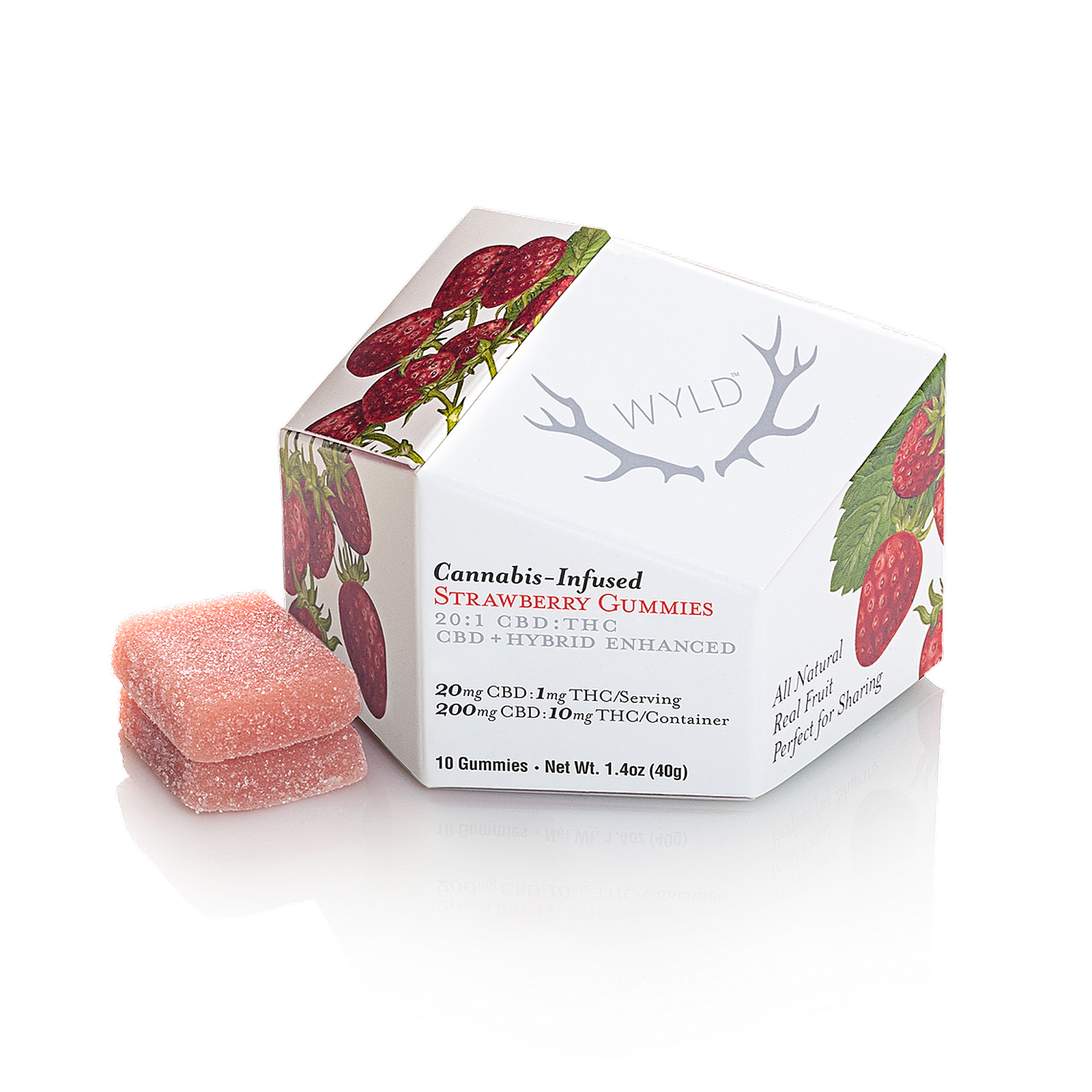 Photograph of product: WYLD Gummies Microdose (10mg TH-oui : 200mg CBD) 10ct Strawberry Hybrid