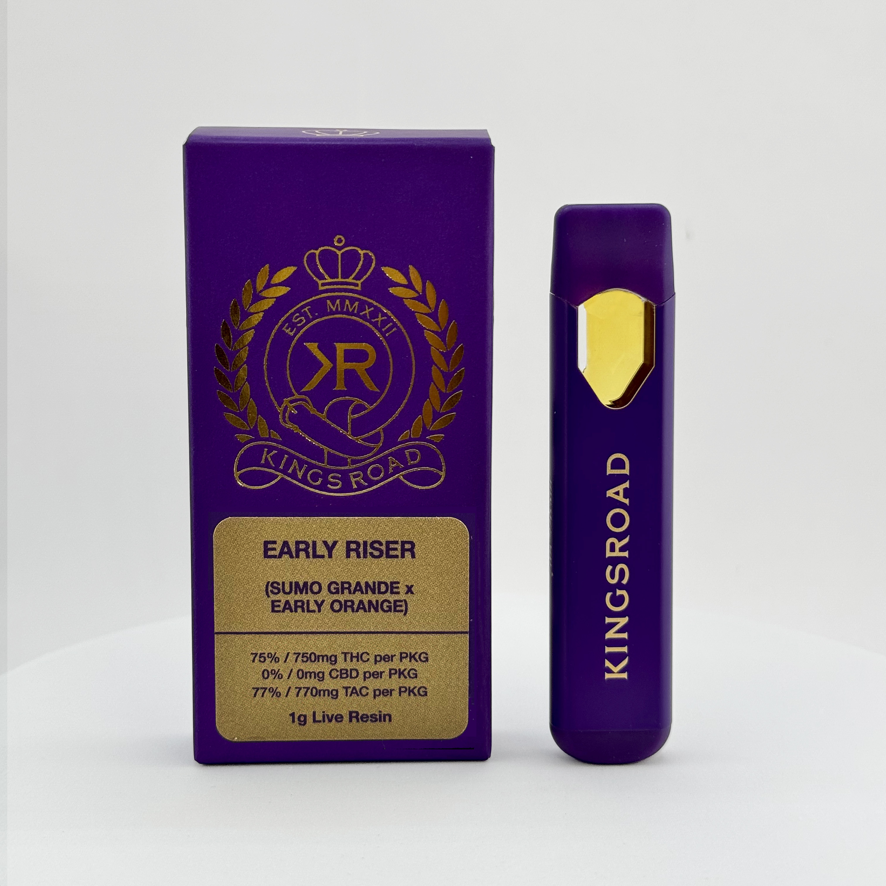 Photograph of product: KINGS ROAD | EARLY RISER | LIVE RESIN AIO VAPE | 1G