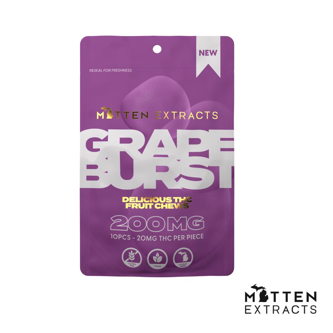 Photograph of product: Mitten 200mg Gummy | Grape Burst - Hybrid
