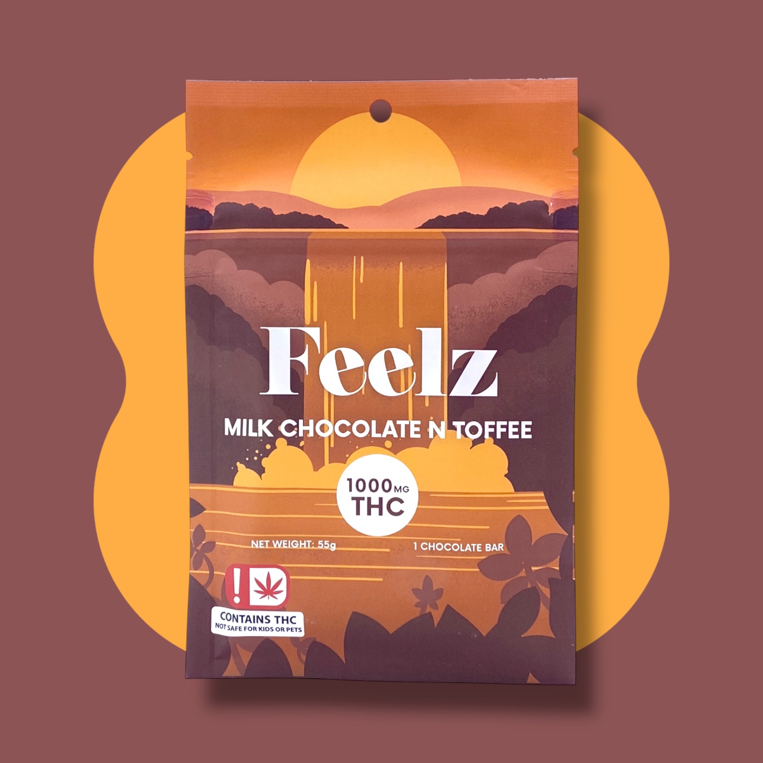 Photograph of Product: 1000mg Milk Chocolate Toffee Bar Feelz
