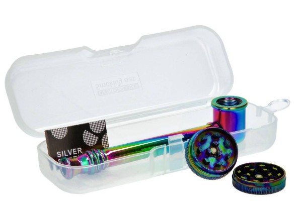 Photograph of product: D&K | Travel Kit | Metal Pipe with Screens | Rainbow Polish | 4"