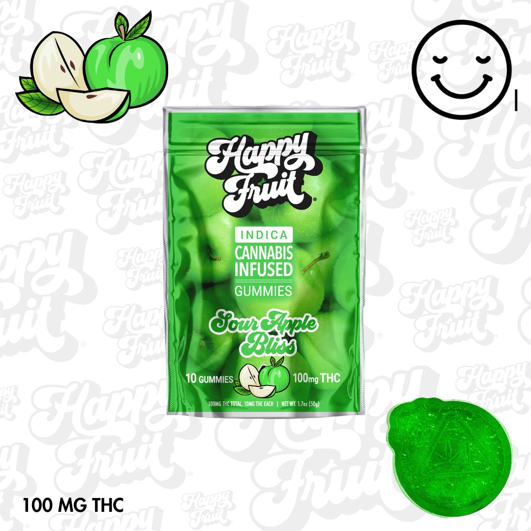 Photograph of product: Sour Apple Bliss Gummies - 100mg TH-oui