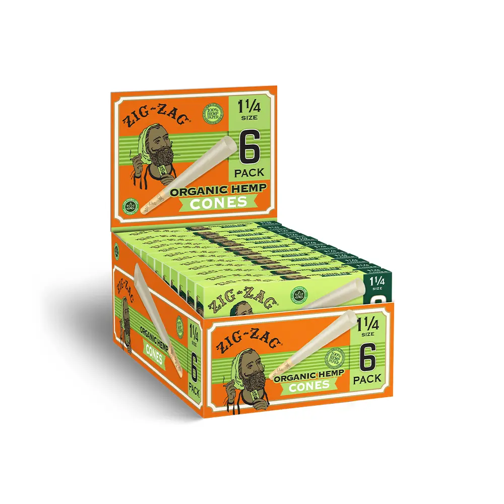 Photograph of product: Zig Zag Organic Hemp - 6pk Cones - 1 1/4