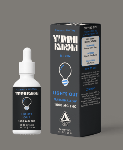 Photograph of product: YUMMI KARMA 1000MG TINCTURE - LIGHTS OUT MARSHMALLOW