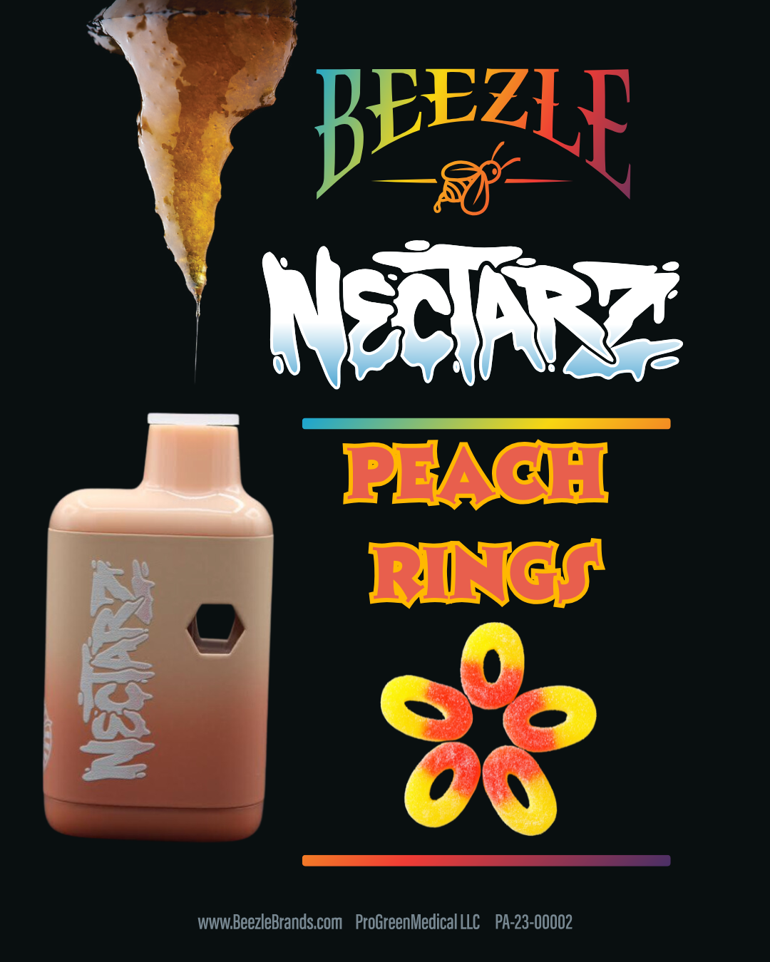 Photograph of product: Beezle | Nectarz Disposable Vape | Peach Ringz | 1000mg
