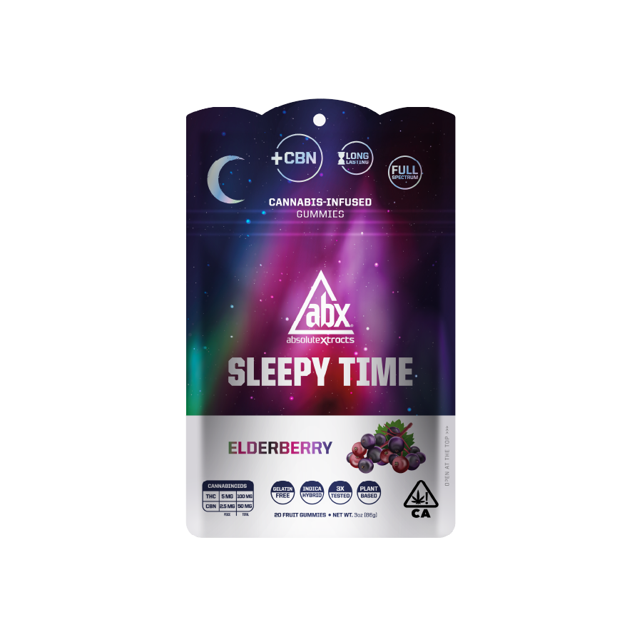 Photograph of product: ABX Sleepy Time Gummies 20pc 100mg(THC) 50mg(CBN) - Elderberry (IH)