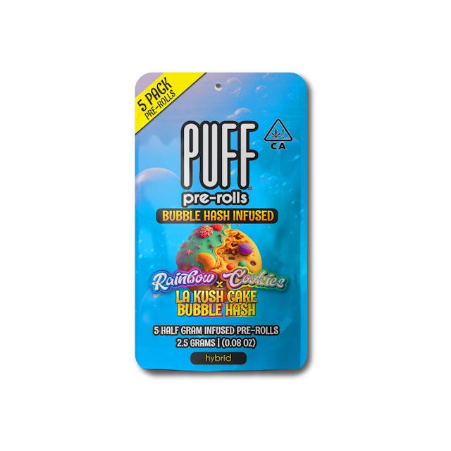 Photograph of product: Rainbow Cookies x LA Kush Cake - Bubble au chocolat Pre Roll - 2.5g - 5 Pack - 