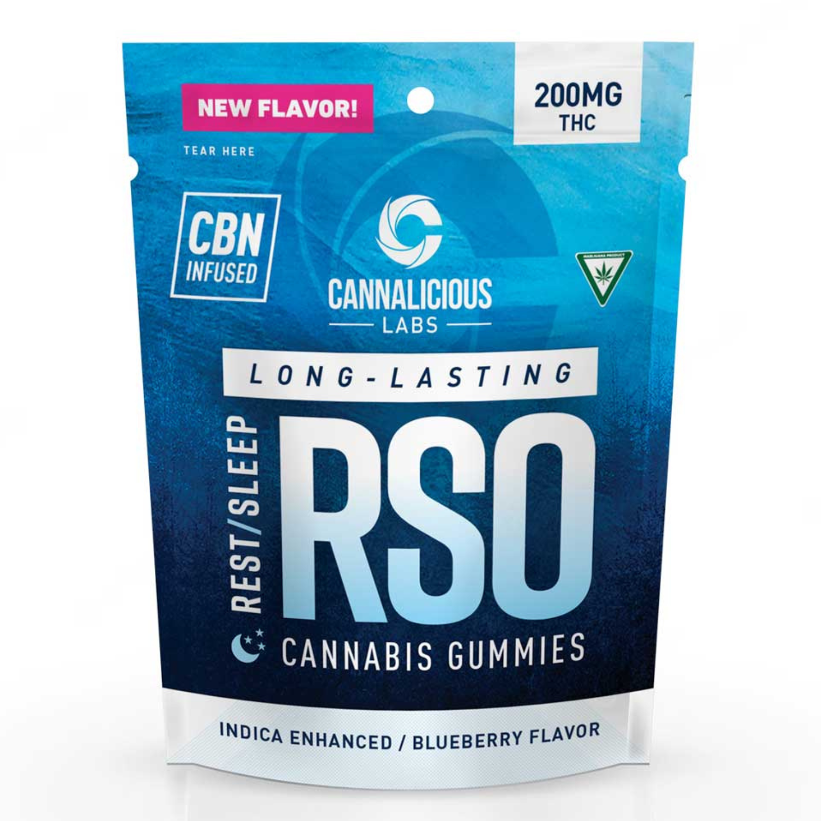 Photograph of product: Cannalicious Labs | Blueberry REST/SLEEP | RSO Gummies | 200mg/100mg