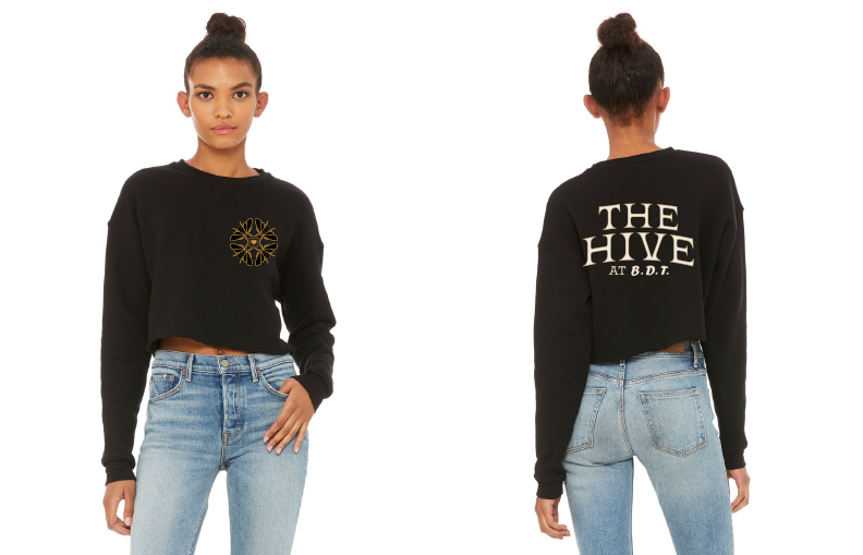 Photograph of product: The Hive Cropped Crew Fleece Black