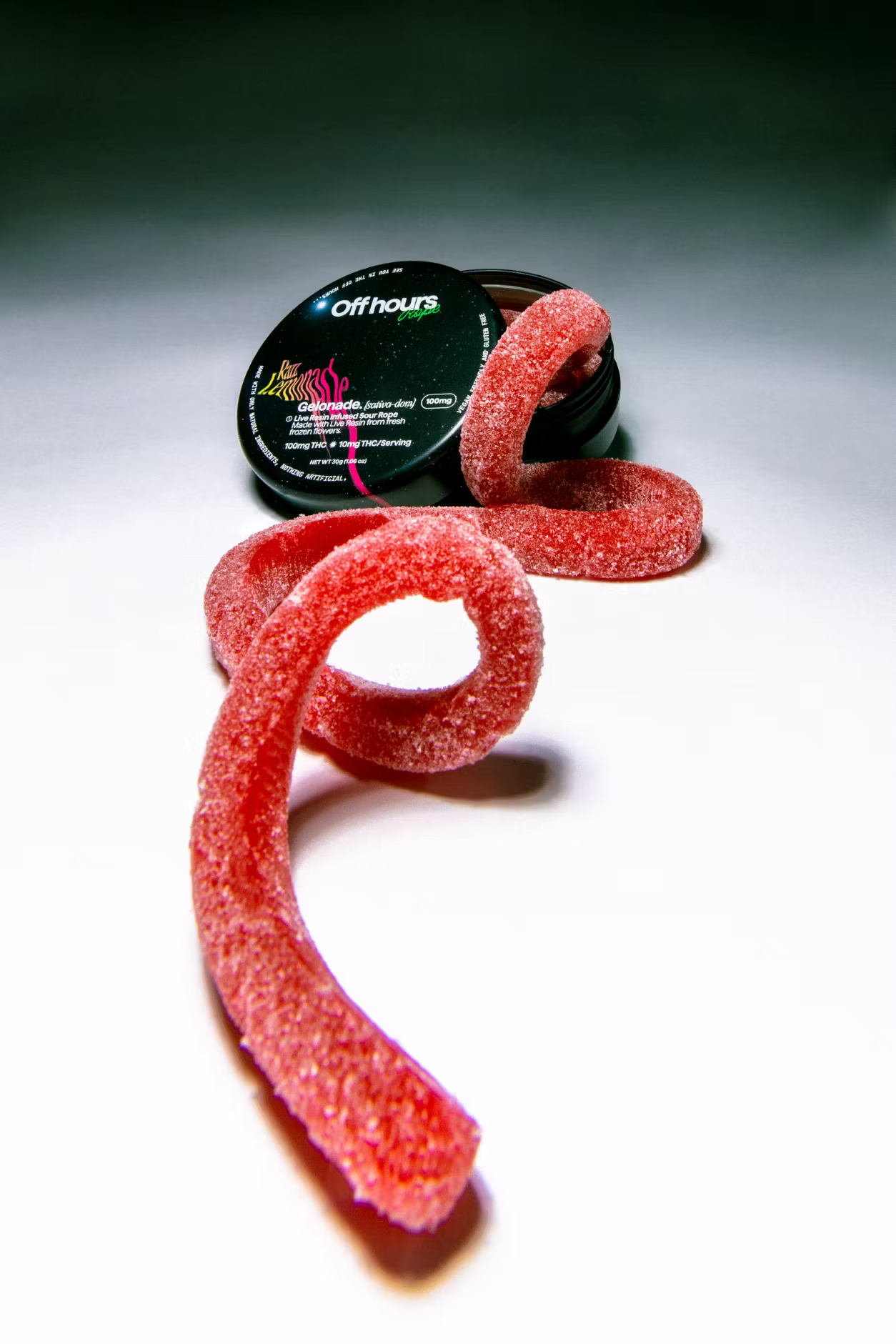 Photograph of product: Sour Razzberry Lemonade | Live Resin Infused Sour Rope | Edibles | 100mg (SDH)