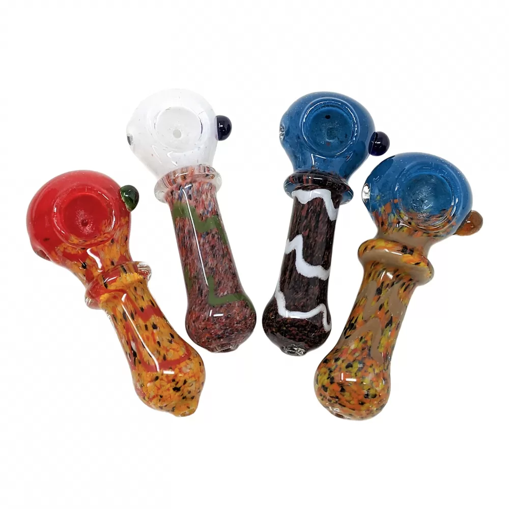 Photograph of product: 4" Assorted Color Mix Frit Single Rim Hand Pipe