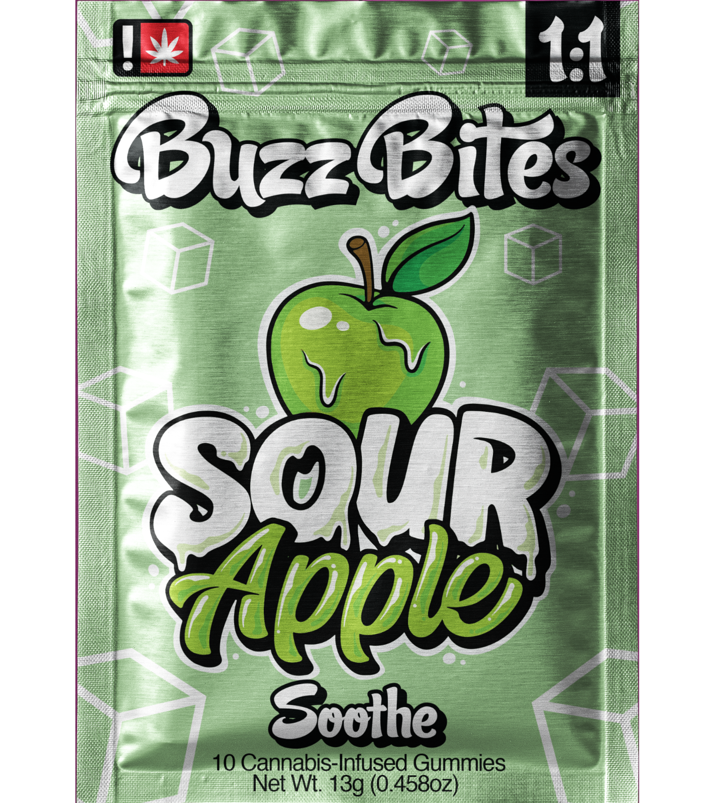 Photograph of product: Buzz Bites | Sour Apple 1:1 Gummy