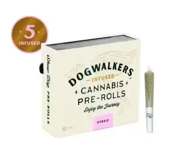 Photograph of product: Dogwalkers - Slapz (H) - 41.36% - Infused .45g 5pk Pre roll - 2.25g