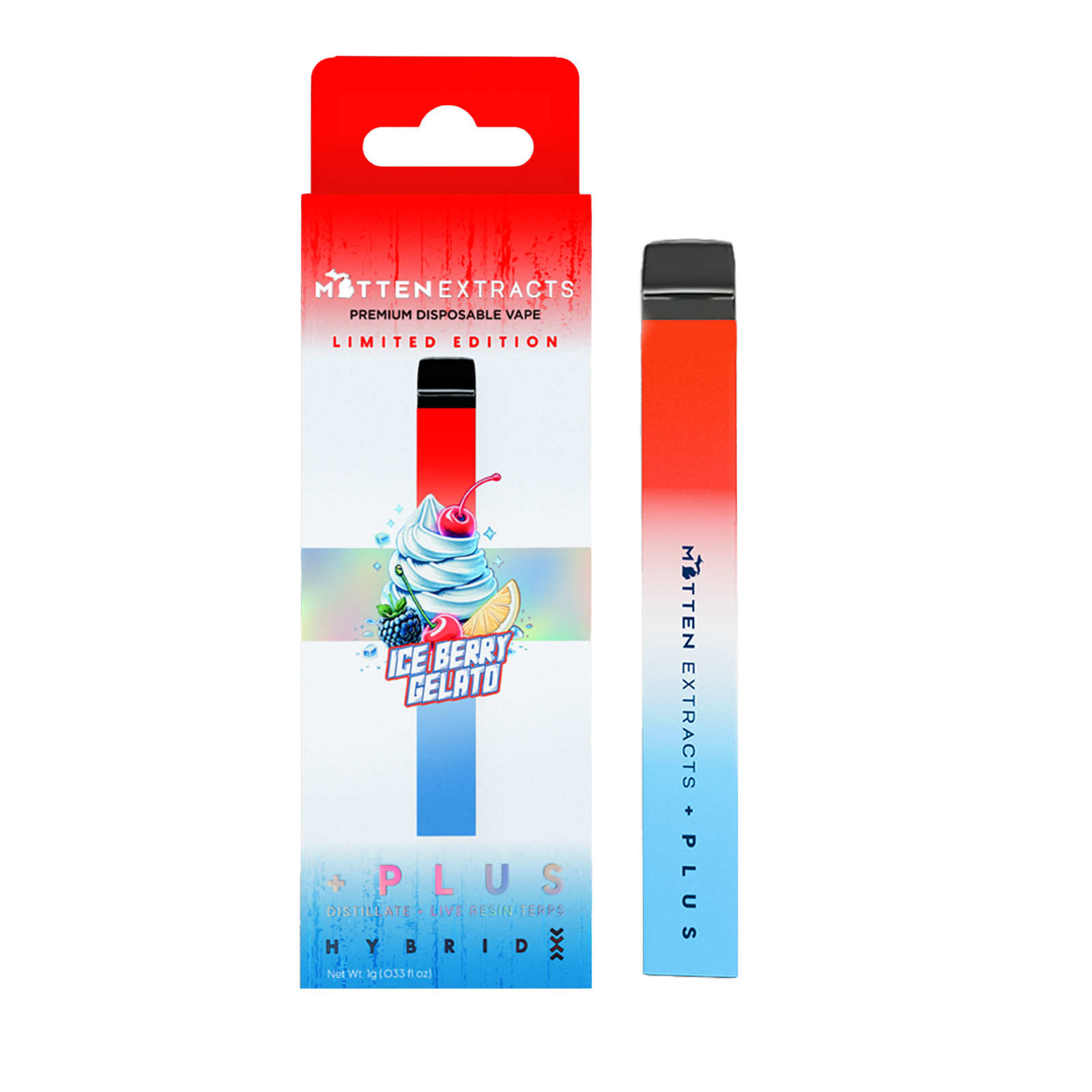 Photograph of product: Ice Berry Gelato 1g Disposable Vape - Limited Edition Flavor
