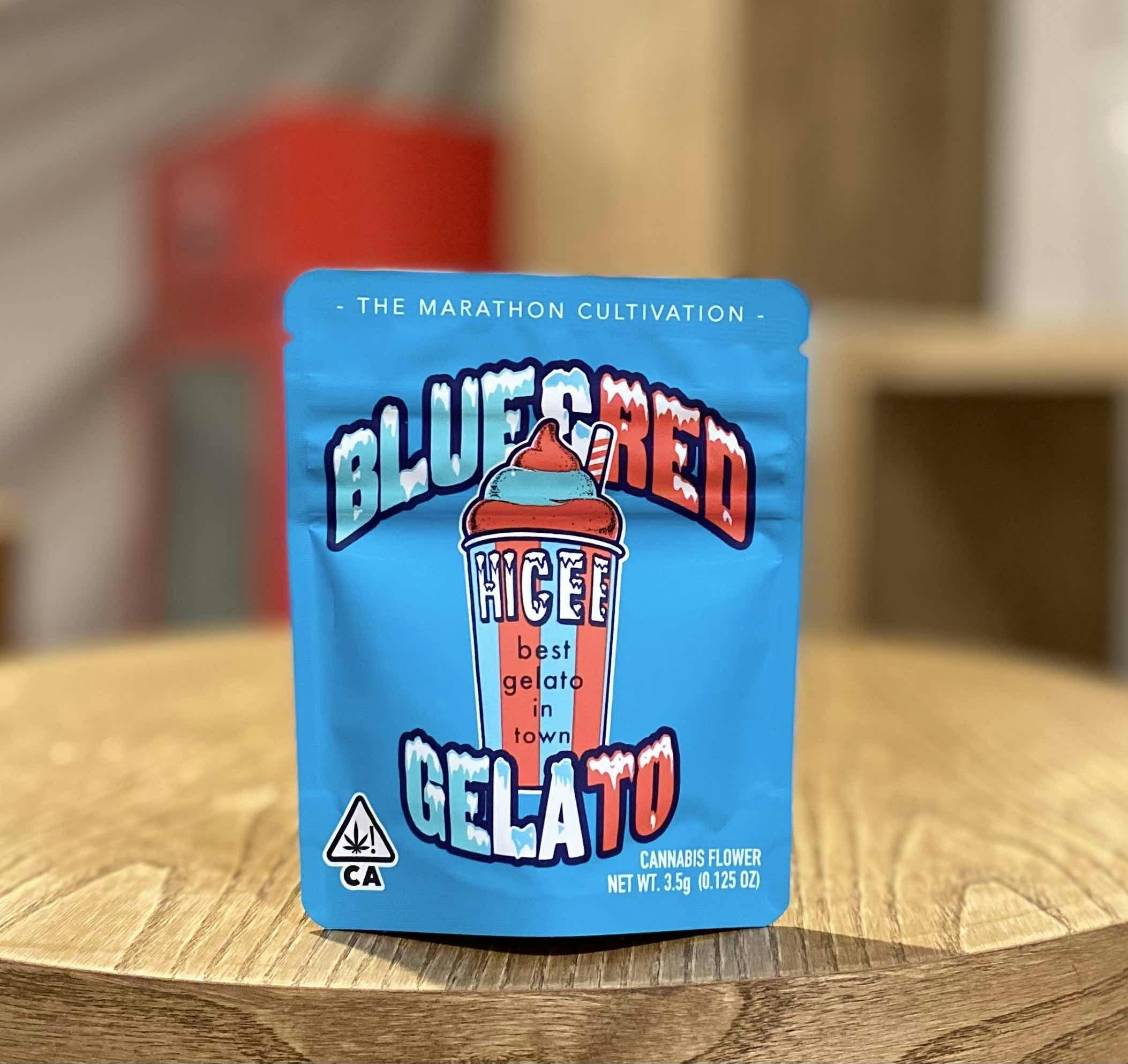 Photograph of product: The Marathon Cultivation - Blue & Red Hicee Gelato (Hybrid) - 3.5 Grams
