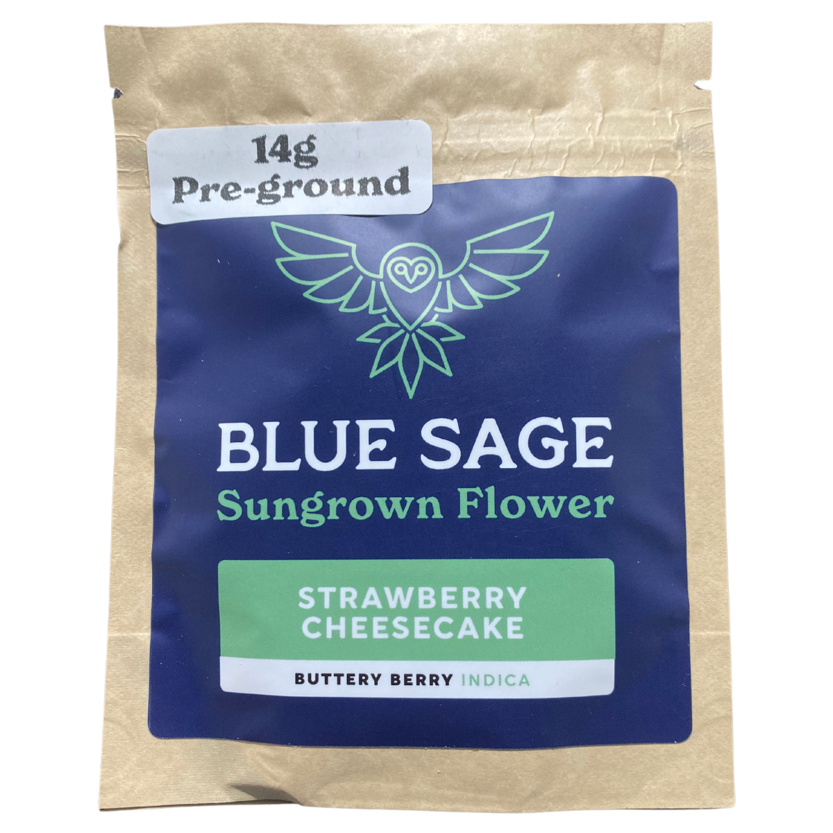 Photograph of product: Blue Sage - Pre-Ground Flower - Strawberry Cheesecake 1/2 - 14g