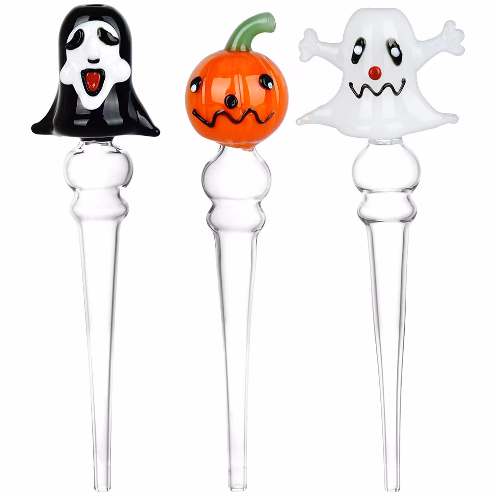 Photograph of product: Uncanny Valley Halloween Glass Dab Straws - Intergrated Tip - 6"
