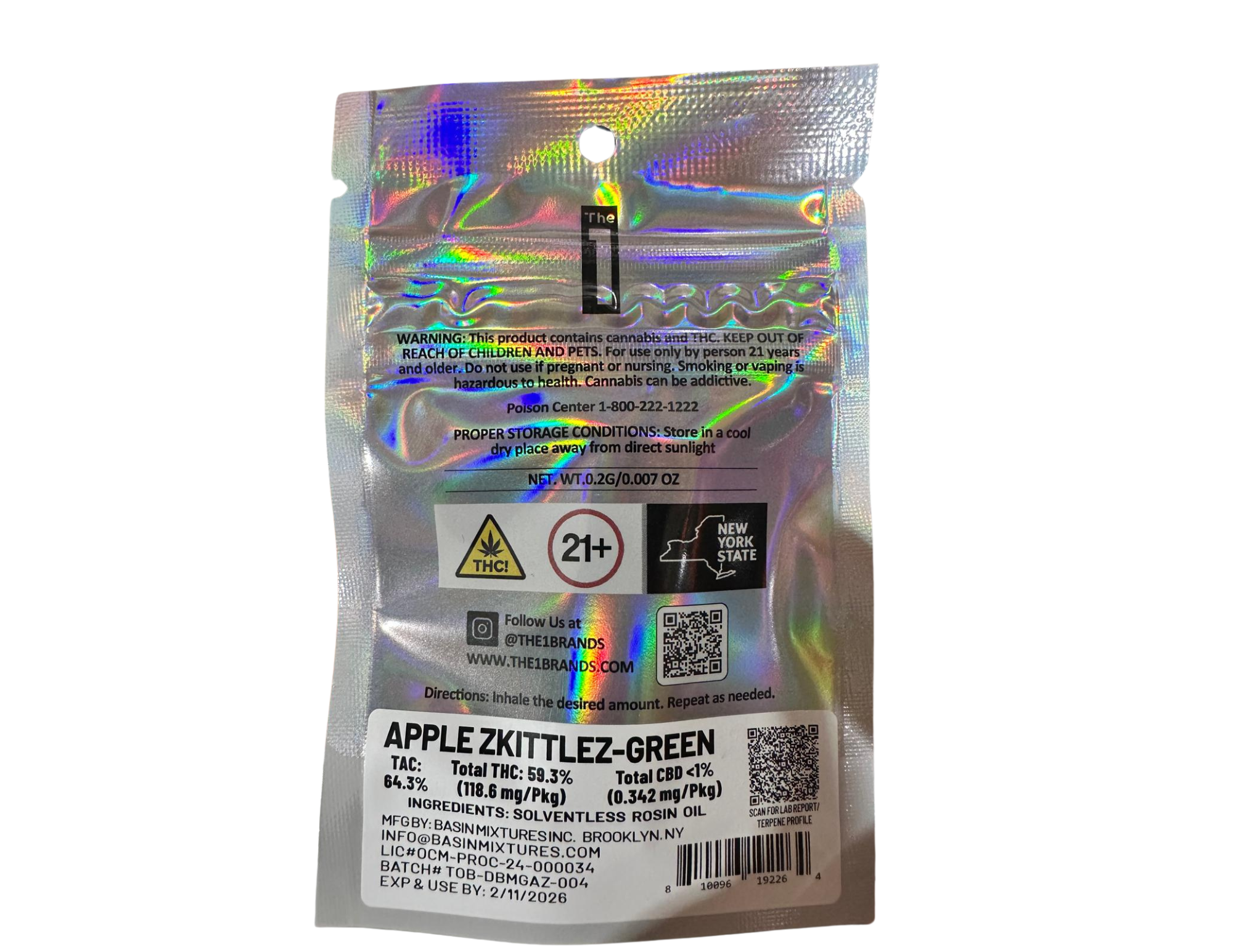 Photograph of Product: DabGo - Mini One Apple Zkittlez Live Rosin Disposable