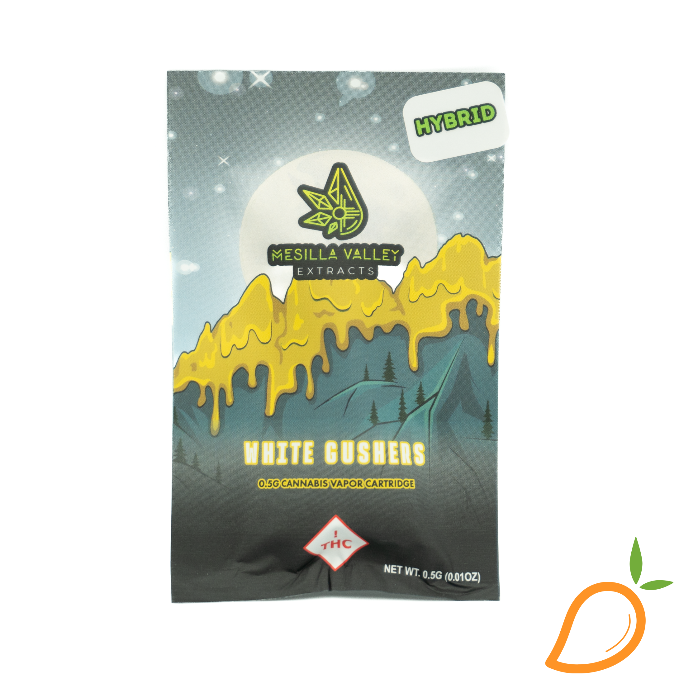 Photograph of product: 0.5g White Gushers Vape Mesilla Valley