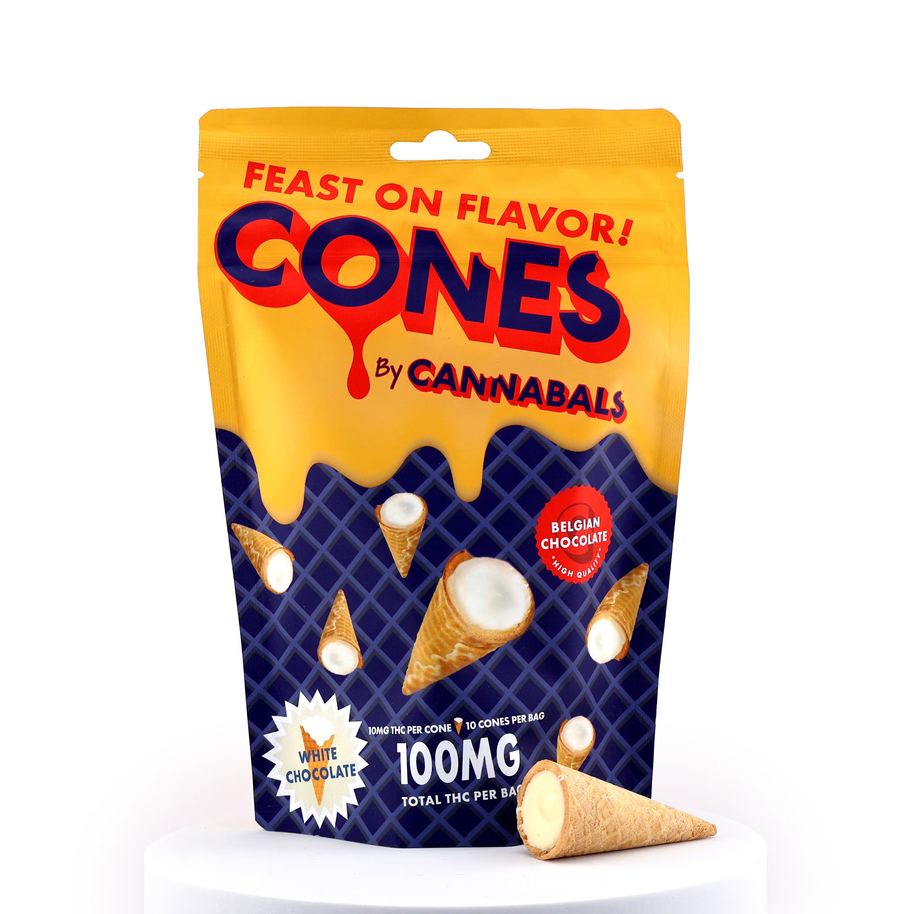Photograph of product: Cannabals | Cones | White Chocolate | 10pk | 100mg