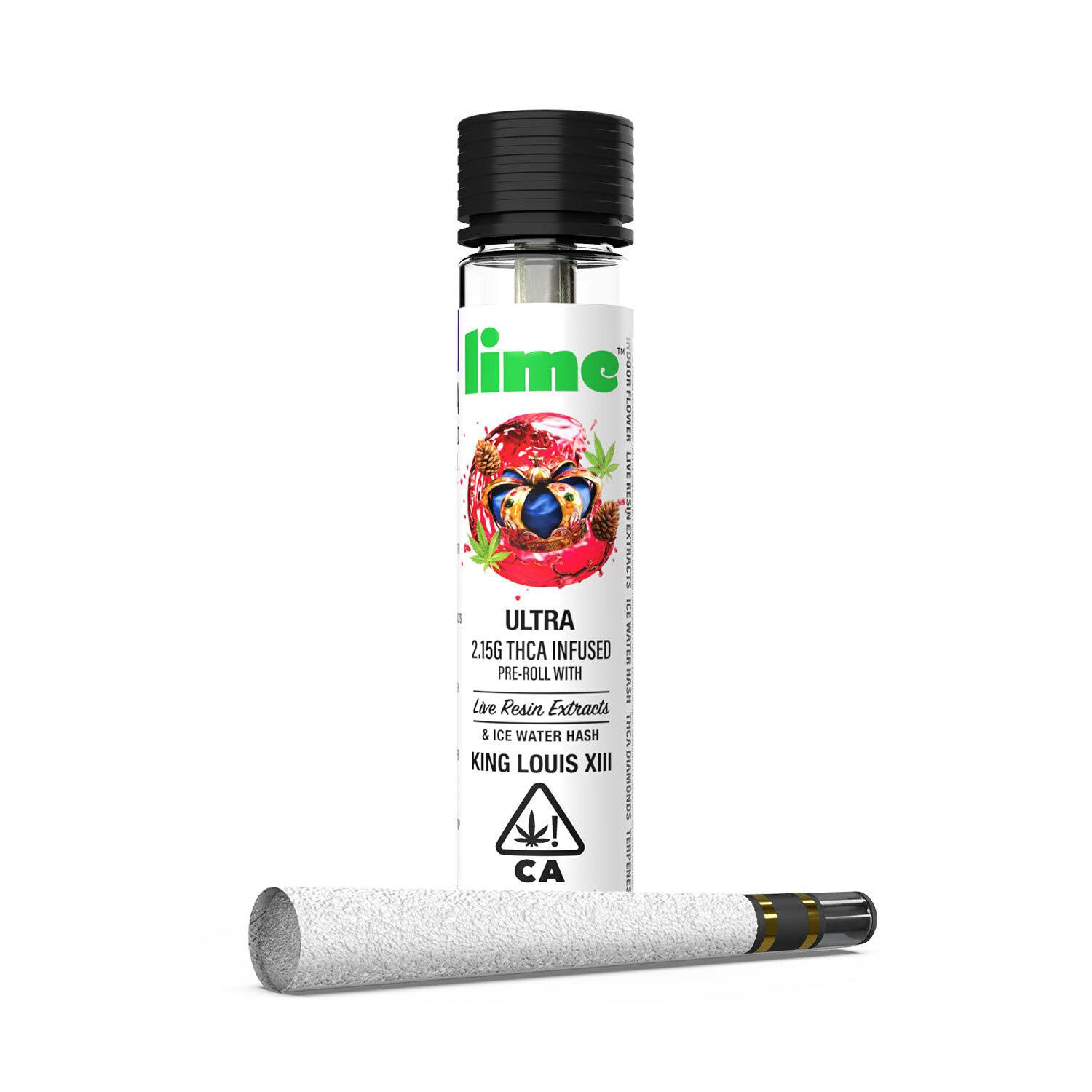 Photograph of product: Lime - Preroll - Ultra Infused - King Louis XIII - 2.15G