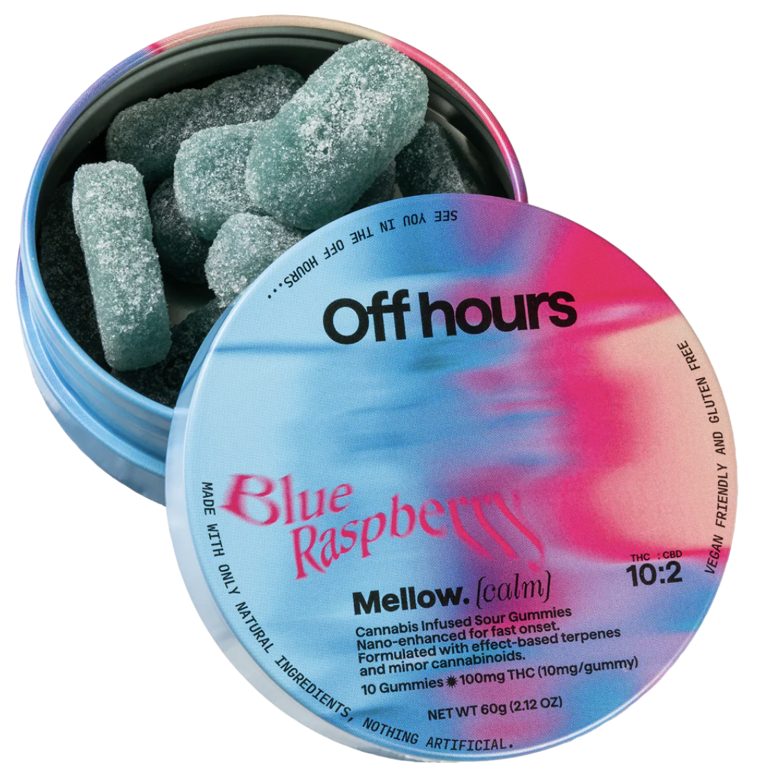 Photograph of product: F13 | Mellow Blue Raspberry Gummies | Off Hours