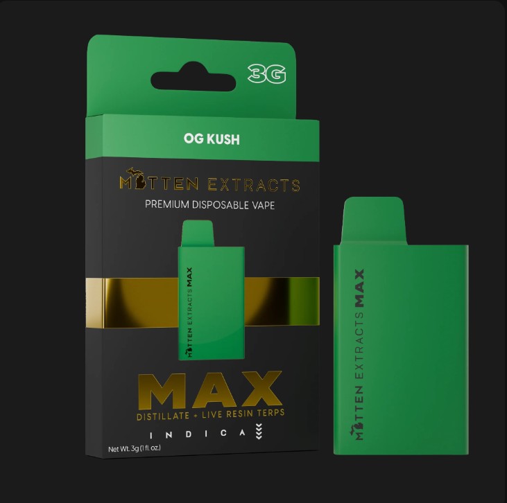 Photograph of product: Mitten Extracts Max Disposable - OG Kush