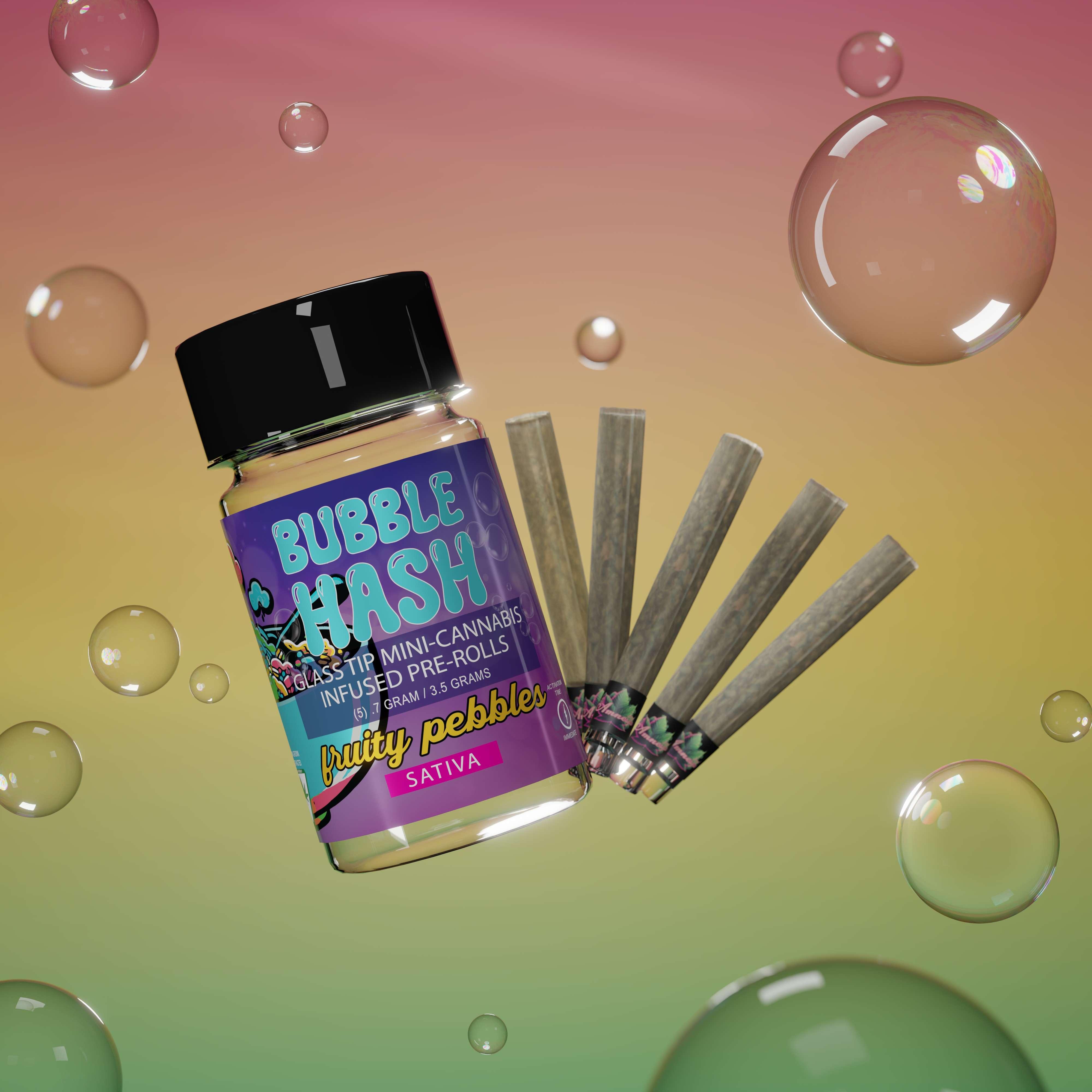 Photograph of product: Amnesia - 5-Pack .7g Bubble au chocolat Infused Prerolls - Fruity Pebbles